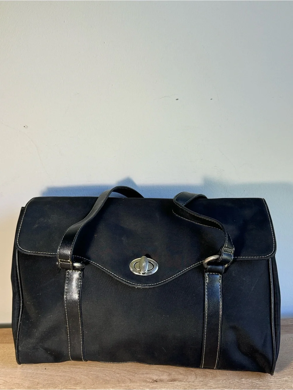Men's Black Duffel Bag with Turn-Lock Closure